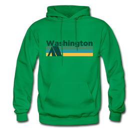 Washington Hoodie - Retro Camping Washington Hooded Sweatshirt - kelly green