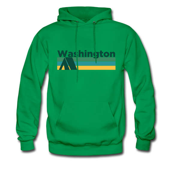 Washington Hoodie - Retro Camping Washington Hooded Sweatshirt - kelly green