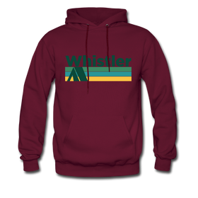 Whistler, Canada Hoodie - Retro Camping Whistler Hooded Sweatshirt - burgundy