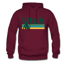 Utah Hoodie - Retro Camping Utah Hooded Sweatshirt - burgundy