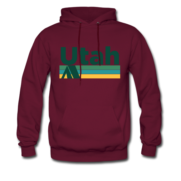 Utah Hoodie - Retro Camping Utah Hooded Sweatshirt - burgundy