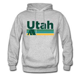 Utah Hoodie - Retro Camping Utah Hooded Sweatshirt - heather gray