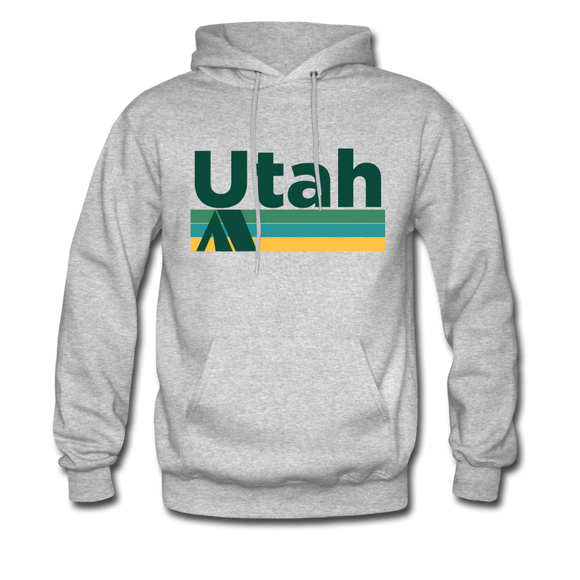 Utah Hoodie - Retro Camping Utah Hooded Sweatshirt - heather gray