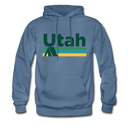 Utah Hoodie - Retro Camping Utah Hooded Sweatshirt - denim blue