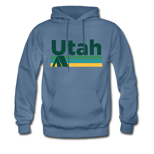 Utah Hoodie - Retro Camping Utah Hooded Sweatshirt - denim blue