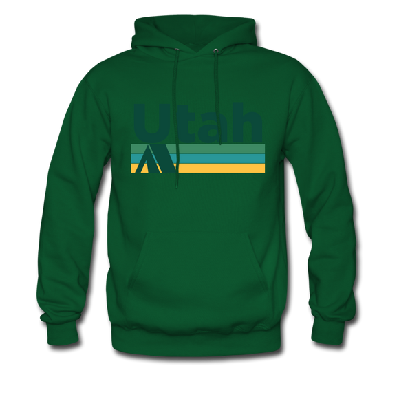 Utah Hoodie - Retro Camping Utah Hooded Sweatshirt - forest green