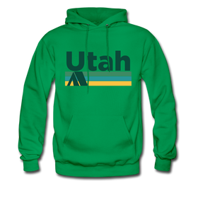 Utah Hoodie - Retro Camping Utah Hooded Sweatshirt - kelly green