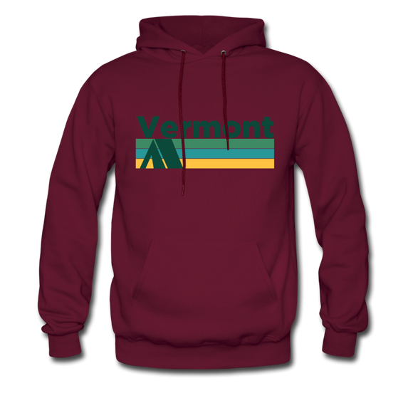Vermont Hoodie - Retro Camping Vermont Hooded Sweatshirt - burgundy