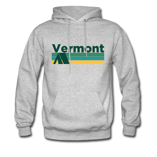 Vermont Hoodie - Retro Camping Vermont Hooded Sweatshirt - heather gray