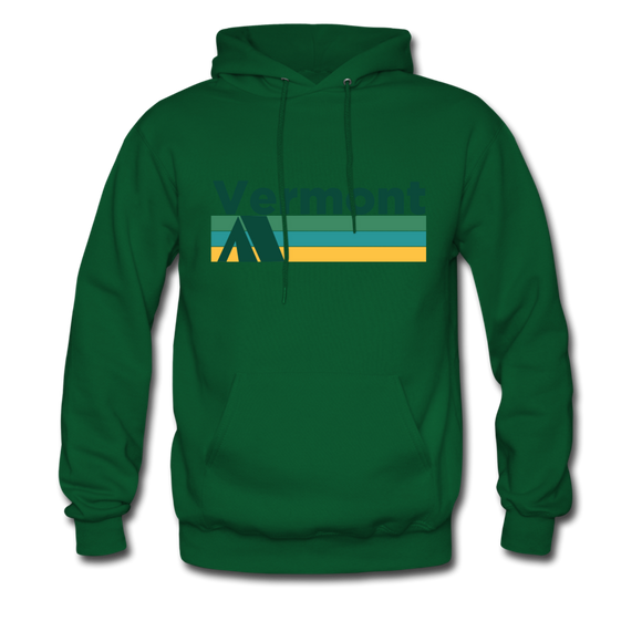 Vermont Hoodie - Retro Camping Vermont Hooded Sweatshirt - forest green