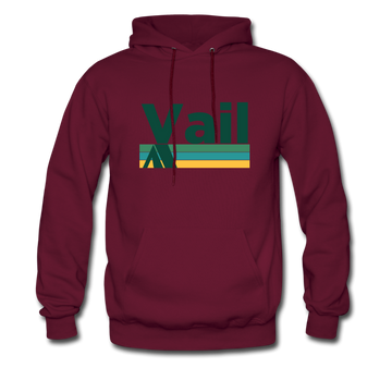 Vail, Colorado Hoodie - Retro Camping Vail Hooded Sweatshirt - burgundy