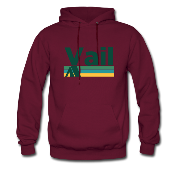 Vail, Colorado Hoodie - Retro Camping Vail Hooded Sweatshirt - burgundy