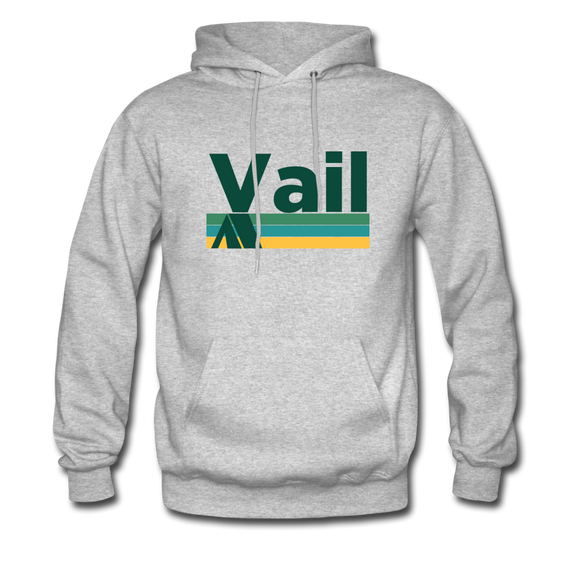 Vail, Colorado Hoodie - Retro Camping Vail Hooded Sweatshirt - heather gray
