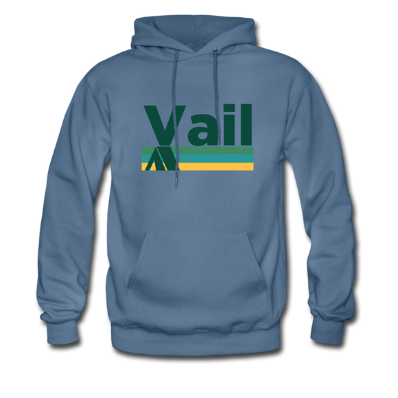 Vail, Colorado Hoodie - Retro Camping Vail Hooded Sweatshirt - denim blue