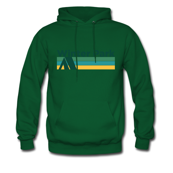 Winter Park, Colorado Hoodie - Retro Camping Winter Park Hooded Sweatshirt - forest green