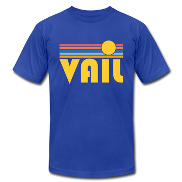 Vail, Colorado T-Shirt - Retro Sunrise Unisex Vail T Shirt - royal blue