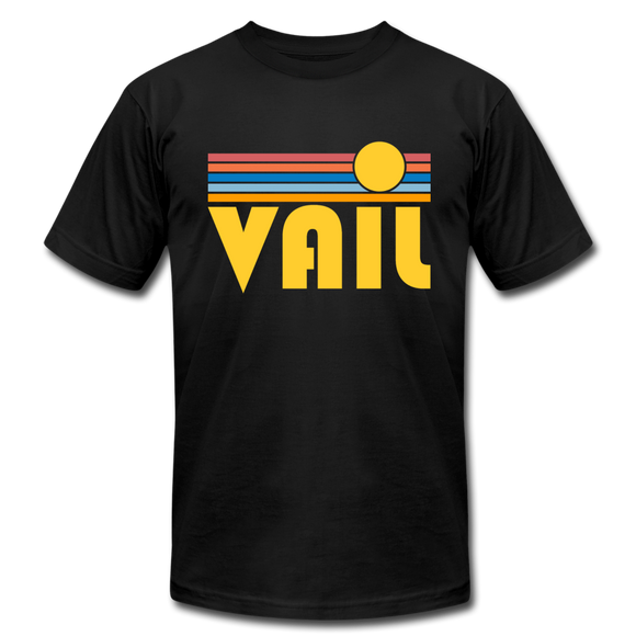 Vail, Colorado T-Shirt - Retro Sunrise Unisex Vail T Shirt - black