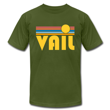 Vail, Colorado T-Shirt - Retro Sunrise Unisex Vail T Shirt - olive