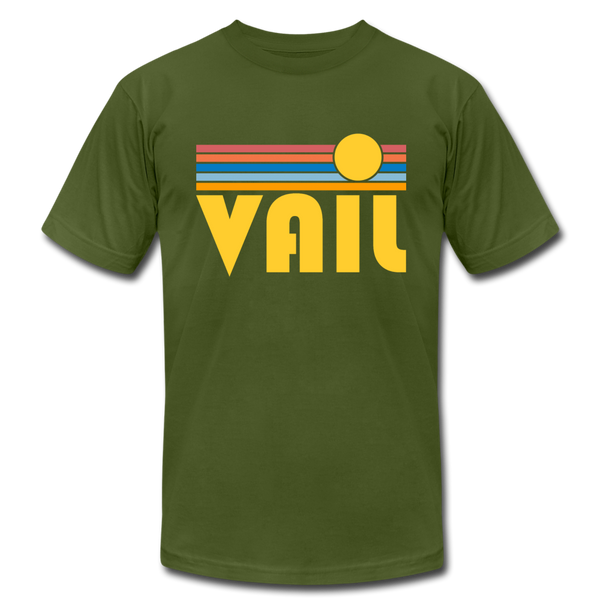 Vail, Colorado T-Shirt - Retro Sunrise Unisex Vail T Shirt - olive