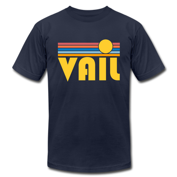 Vail, Colorado T-Shirt - Retro Sunrise Unisex Vail T Shirt - navy