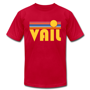 Vail, Colorado T-Shirt - Retro Sunrise Unisex Vail T Shirt - red