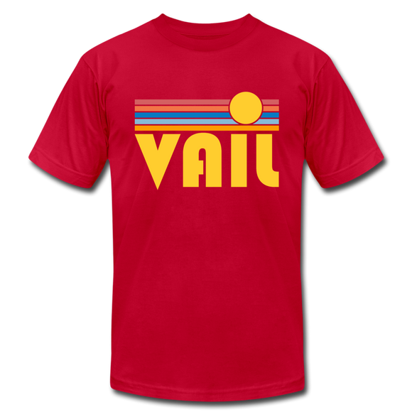 Vail, Colorado T-Shirt - Retro Sunrise Unisex Vail T Shirt - red