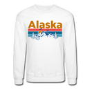 Alaska Sweatshirt - Retro Mountain & Birds Alaska Crewneck Sweatshirt - white