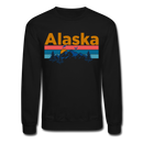 Alaska Sweatshirt - Retro Mountain & Birds Alaska Crewneck Sweatshirt - black