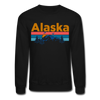 Alaska Sweatshirt - Retro Mountain & Birds Alaska Crewneck Sweatshirt - black