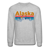 Alaska Sweatshirt - Retro Mountain & Birds Alaska Crewneck Sweatshirt - heather gray