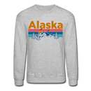 Alaska Sweatshirt - Retro Mountain & Birds Alaska Crewneck Sweatshirt - heather gray