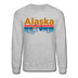 Alaska Sweatshirt - Retro Mountain & Birds Alaska Crewneck Sweatshirt - heather gray