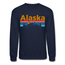 Alaska Sweatshirt - Retro Mountain & Birds Alaska Crewneck Sweatshirt - navy