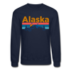 Alaska Sweatshirt - Retro Mountain & Birds Alaska Crewneck Sweatshirt - navy