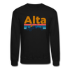 Alta, Utah Sweatshirt - Retro Mountain & Birds Alta Crewneck Sweatshirt - black