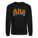 Alta, Utah Sweatshirt - Retro Mountain & Birds Alta Crewneck Sweatshirt - black