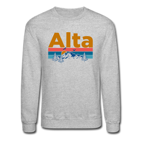 Alta, Utah Sweatshirt - Retro Mountain & Birds Alta Crewneck Sweatshirt - heather gray