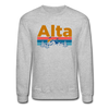 Alta, Utah Sweatshirt - Retro Mountain & Birds Alta Crewneck Sweatshirt - heather gray