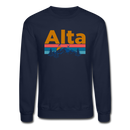 Alta, Utah Sweatshirt - Retro Mountain & Birds Alta Crewneck Sweatshirt - navy