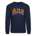 Alta, Utah Sweatshirt - Retro Mountain & Birds Alta Crewneck Sweatshirt - navy
