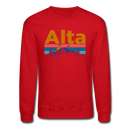 Alta, Utah Sweatshirt - Retro Mountain & Birds Alta Crewneck Sweatshirt - red