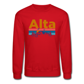 Alta, Utah Sweatshirt - Retro Mountain & Birds Alta Crewneck Sweatshirt - red