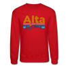 Alta, Utah Sweatshirt - Retro Mountain & Birds Alta Crewneck Sweatshirt - red