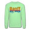 Banff, Canada Sweatshirt - Retro Mountain & Birds Banff Crewneck Sweatshirt - lime