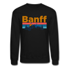 Banff, Canada Sweatshirt - Retro Mountain & Birds Banff Crewneck Sweatshirt - black