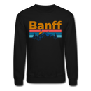 Banff, Canada Sweatshirt - Retro Mountain & Birds Banff Crewneck Sweatshirt - black