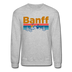 Banff, Canada Sweatshirt - Retro Mountain & Birds Banff Crewneck Sweatshirt - heather gray