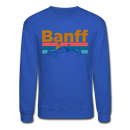 Banff, Canada Sweatshirt - Retro Mountain & Birds Banff Crewneck Sweatshirt - royal blue