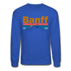 Banff, Canada Sweatshirt - Retro Mountain & Birds Banff Crewneck Sweatshirt - royal blue