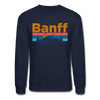 Banff, Canada Sweatshirt - Retro Mountain & Birds Banff Crewneck Sweatshirt - navy